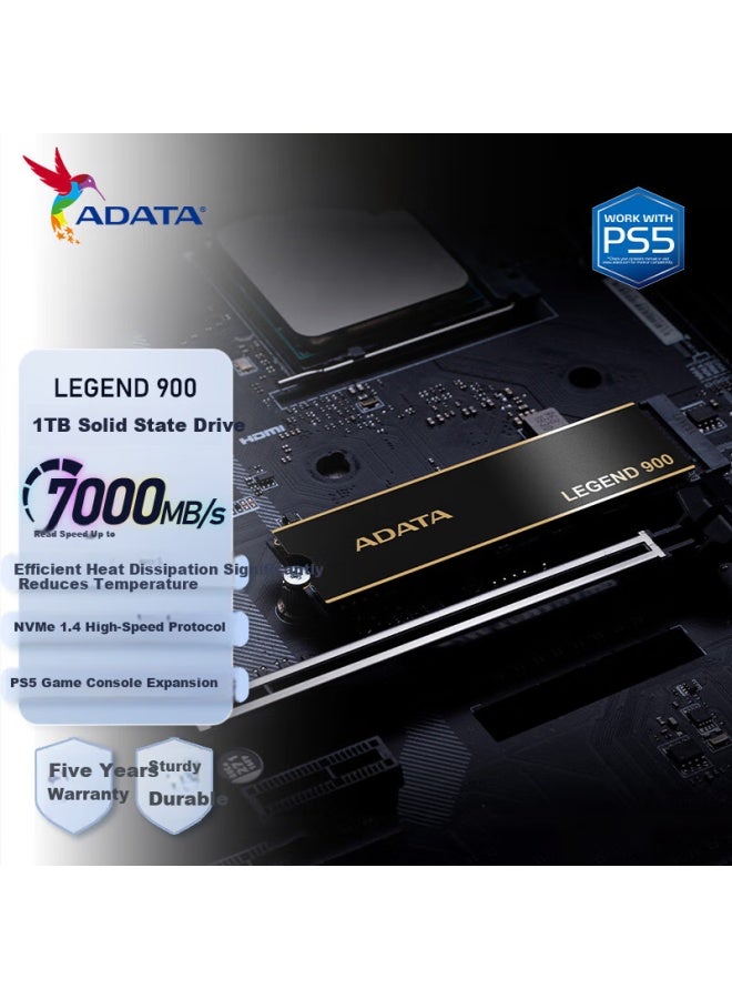 Adata 1tb Ssd M.2 Interface Ai Computer Accessory, Read Speed 7000mb/s, Legend 900 - Image 1