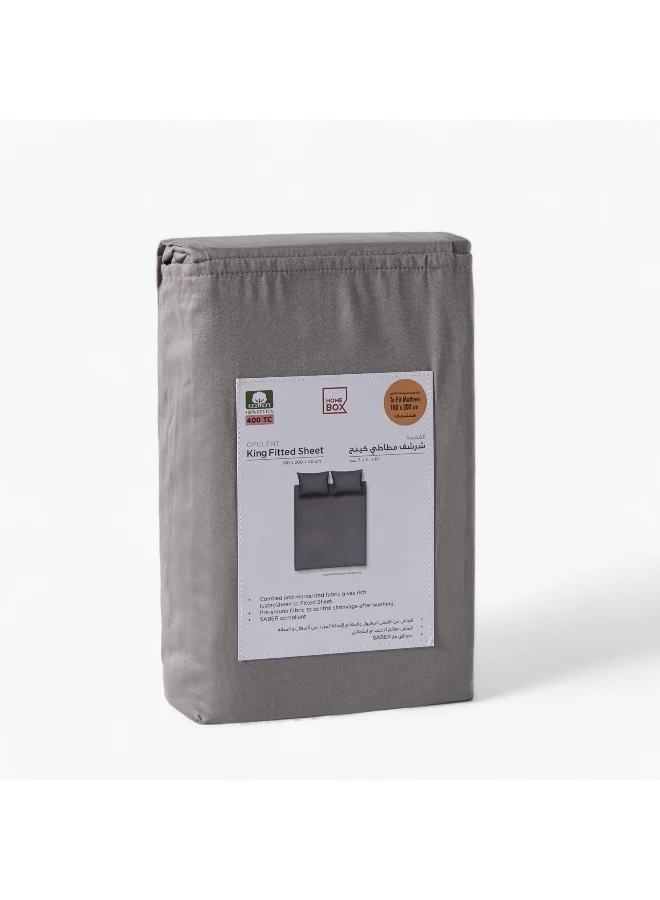Home Box Opulent Luxe Solid Cotton Olympic Queen Fitted Sheet - 160x200+40 cm