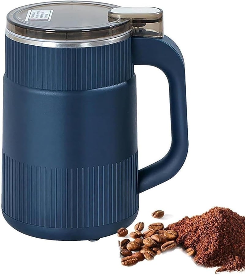 Electric Coffee and Spice Grinder, Navy Blue, 300W Motor, Stainless Steel 8-Blade Design, for Beans, Nuts, Herbs, and Grains