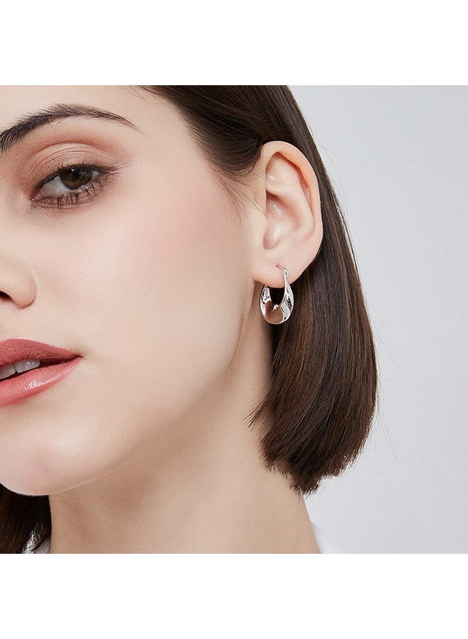 KesaPlan أقراط هووب فضية استرلينية للنساء، 14 قيراط ذهب أبيض، أقراط هاجي صغيرة عصرية مضادة للحساسية - Image 4