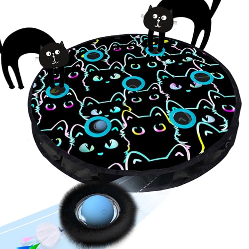 ORSDA Cat Toys Interactive Fast Rolling Ball in Pouch Hide and Seek for Indoor Cats Motion Chirping Activated Moving Ball 7 Holes Mat Mouse Catching Game - Image 1