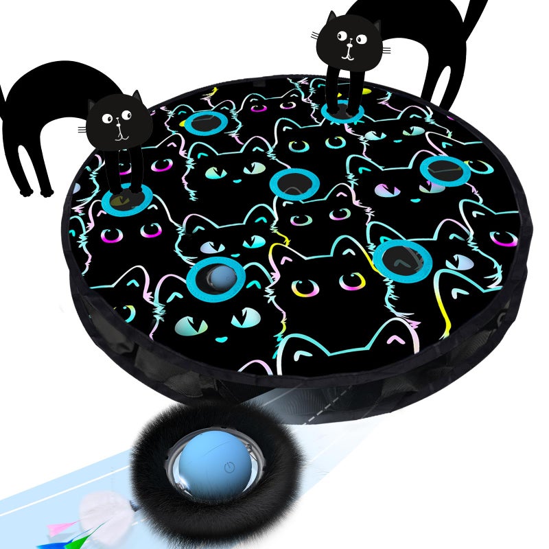 ORSDA Cat Toys Interactive Fast Rolling Ball in Pouch Hide and Seek for Indoor Cats Motion Chirping Activated Moving Ball 7 Holes Mat Mouse Catching Game - Image 2