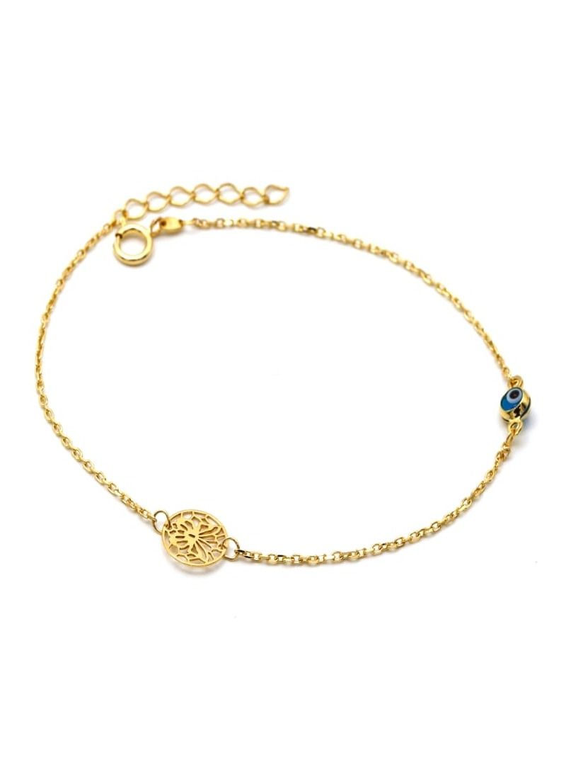 Gold Zone Real Gold Butterfly Round Evil Eye Adjustable Size Bracelet 0737-VI BR1496 - Image 4