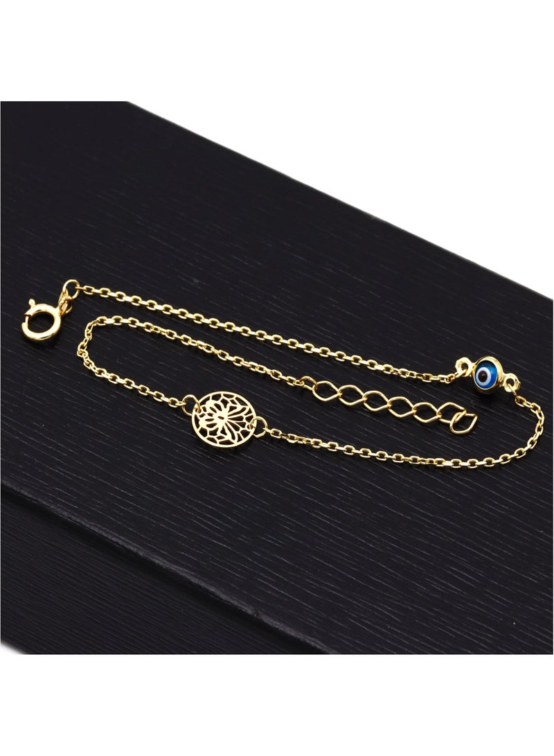 Gold Zone Real Gold Butterfly Round Evil Eye Adjustable Size Bracelet 0737-VI BR1496 - Image 5