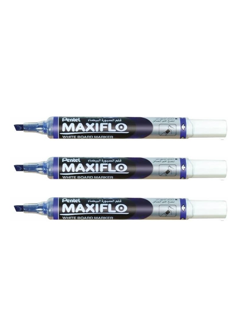 Pentel 3-Piece Maxiflo White Board Marker Chisel Tip Blue Ink - Image 1