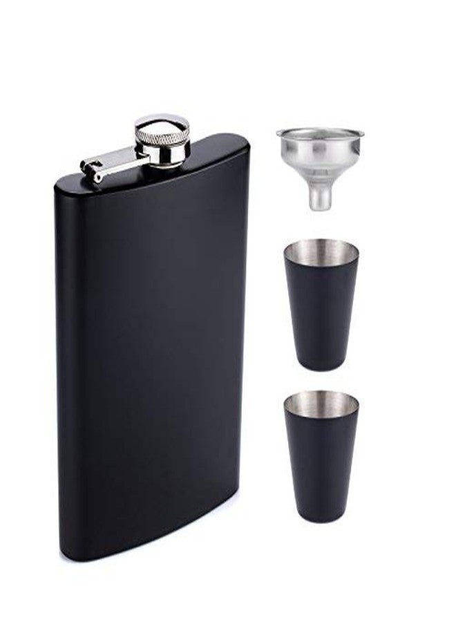 Wolblix 8 oz Leak Proof Hip Flasks with Stainless Steel Funnel, Matte Black Shots and Premium Gift Box - Image 2