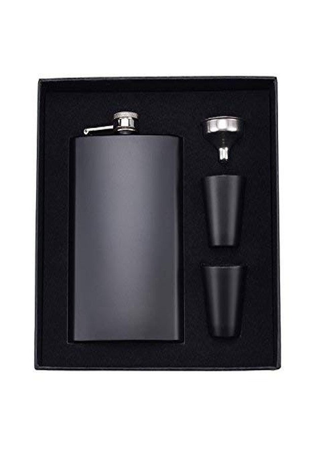 Wolblix 8 oz Leak Proof Hip Flasks with Stainless Steel Funnel, Matte Black Shots and Premium Gift Box - Image 1