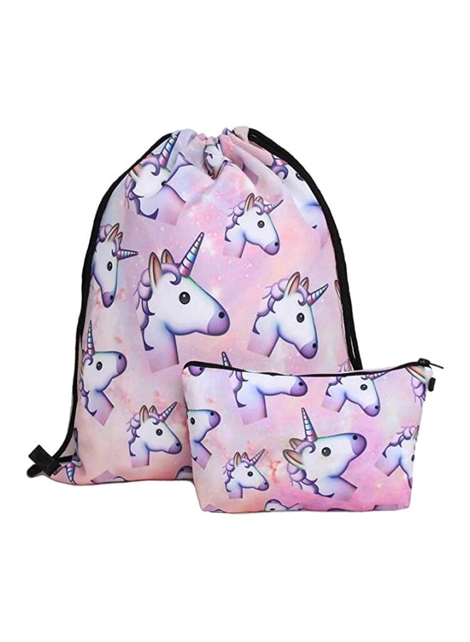Drawstring Bag With Pouch Set Purple/Blue