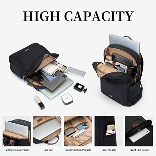 GOLF SUPAGS Laptop Backpack Purse for Women Fits 16 Inch Notebook Casual Daypack Work Travel College Bookbag Fashion Computer Bag (Black, 16 Inch) - Image 3