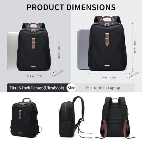 GOLF SUPAGS Laptop Backpack Purse for Women Fits 16 Inch Notebook Casual Daypack Work Travel College Bookbag Fashion Computer Bag (Black, 16 Inch) - Image 5