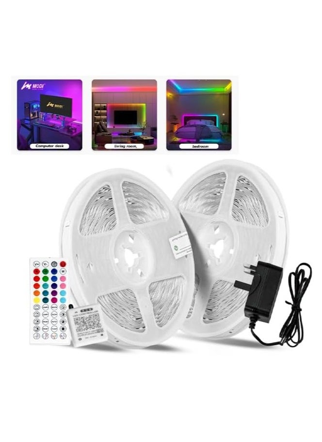 MODI RGB Multi Color LED Strip Light, Type-G Connectivity, Remote Control, 20+ Steady Color, Music Sync Modes, Timing Mode, Brightness Dimming, For Gaming PC Setup, TV Setup (10M)  - Image 1