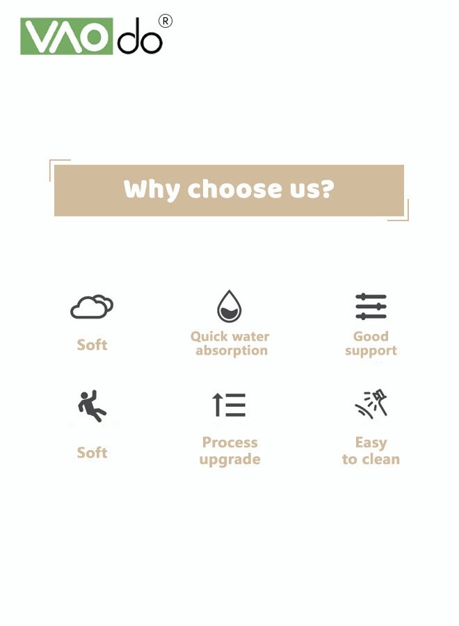 فاو دو سجادة حمام غير منتظمة الشكل، سجادة فائقة الامتصاص ومقاومة للانزلاق، سجادة أرضية مقاومة للعفن، سهلة التنظيف، مناسبة للمدخل والشرفة والحمام والمطبخ. - Image 5