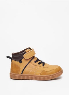 Boys'S Stitch Detail High Top Casual Sneakers With Hook And Loop Closure
