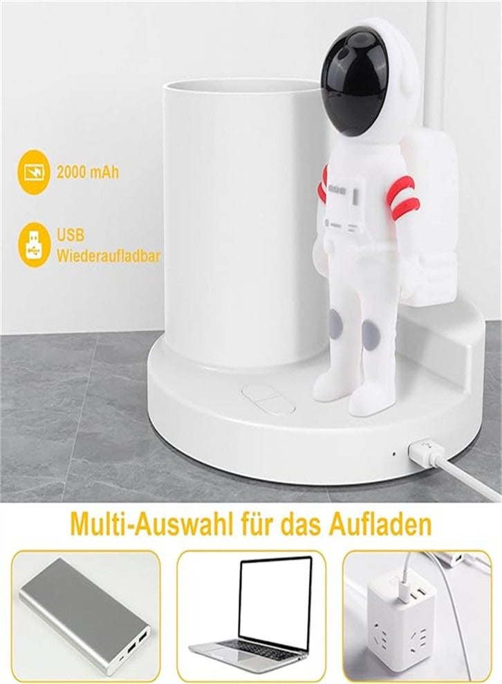 مصباح مكتب للأطفال لرواد الفضاء، مصباح مكتب LED قابل للتعتيم مع حامل قلم وإسقاط، منفذ USB C، مصباح بجانب السرير للأطفال (متوفر باللون الأبيض الوردي) - Image 5