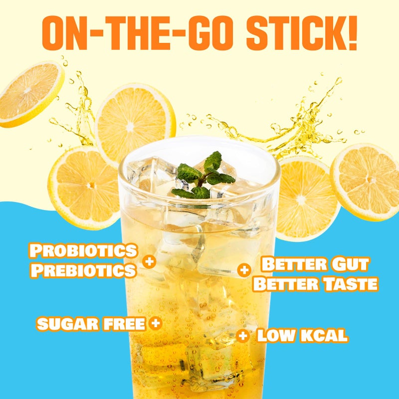 TEAZEN Lemon Kombucha Tea, Hydration Drink Mix, Sugar Free, Live Probiotics & Prebiotics, 10 Sticks, 1.76oz - Image 3
