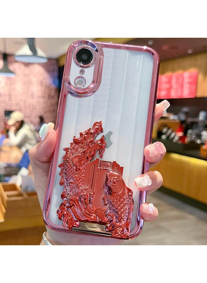 اس-توب جراب لهاتف iPhone XR مصنوع من مادة TPU بنمط بوابة تنين قافز مطلي بالكهرباء - Image 1