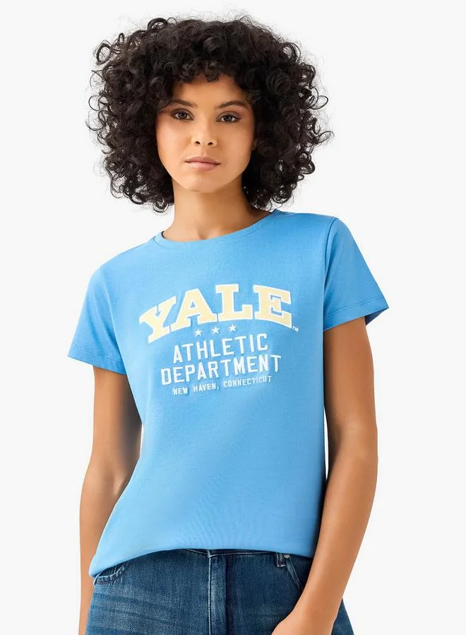 SP Characters Regular Fit Cotton T-shirt with Yale Print