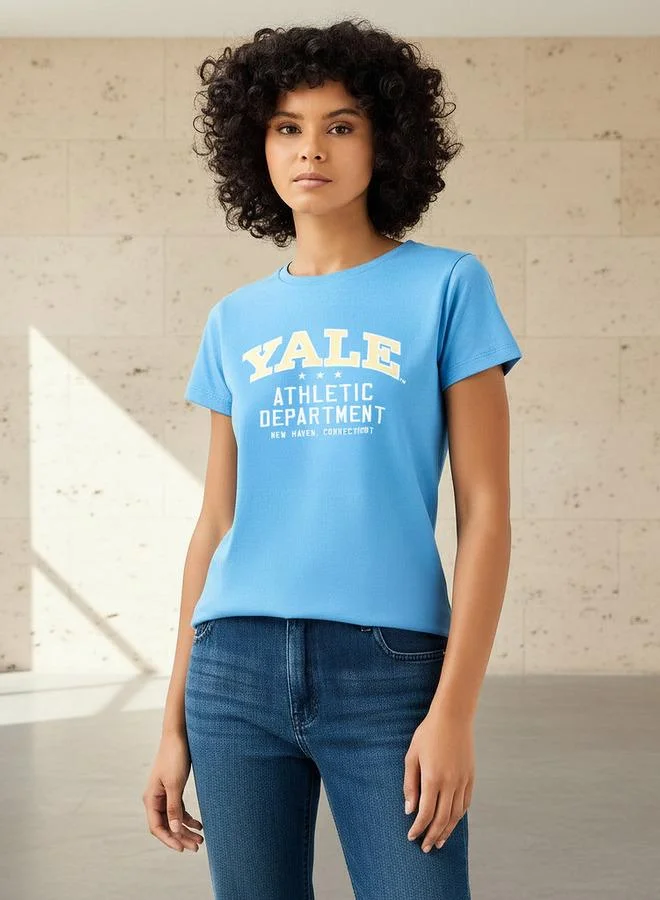 SP Characters Regular Fit Cotton T-shirt with Yale Print