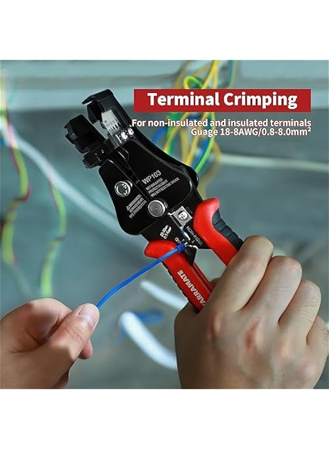 Automatic Wire Stripper/Wire Crimper/Wire Cutter, 3 in 1 Universal Electric Wire Stripper Tool for 8-18 AWG Solid and Stranded Electrical Wire |10-22 AWG Wire Crimping Tool - Image 5