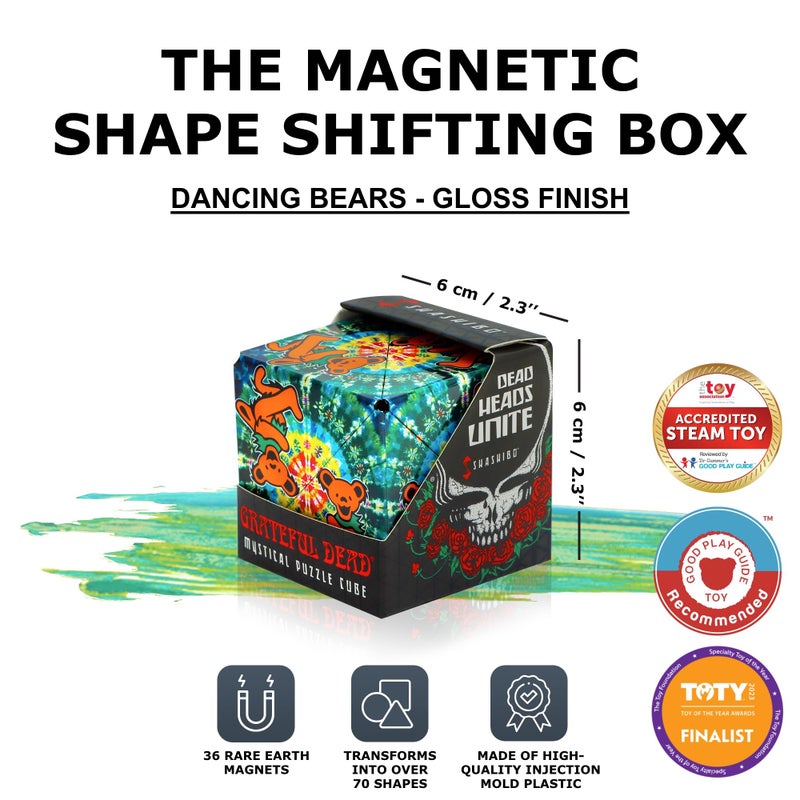Shashibo Shape Shifting Box - Award-Winning Fidget Toy w/ 36 Rare Earth Magnets - Fidget Cube Transforms Into Over 100 Shapes, Sensory Toy Gift for Kids, Teens, and Adults (Dancing Bears) - Image 2