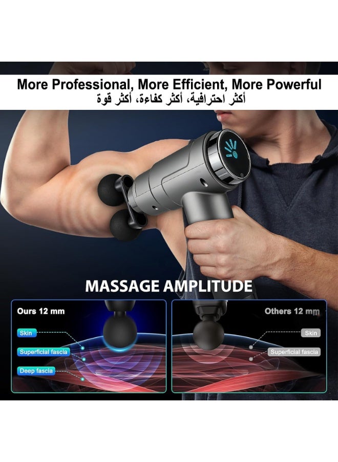 Saivision Double-head Massage Gun,Percussion Deep Tissues Muscle Massager Gun,12 Speeds,8 Massages Heads,Super Quiet Portable Electric Handheld Body Massager For Back Neck Pain Relief - Image 2