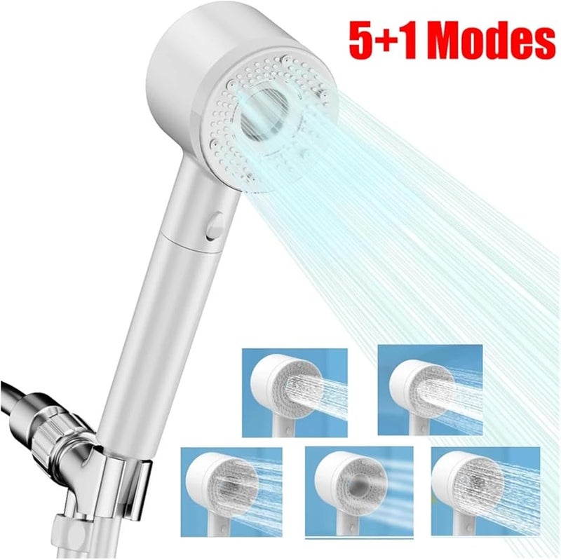 High Pressure ABS Shower Head With 5 Spray Modes Pause Switch Water Saving White - Image 3