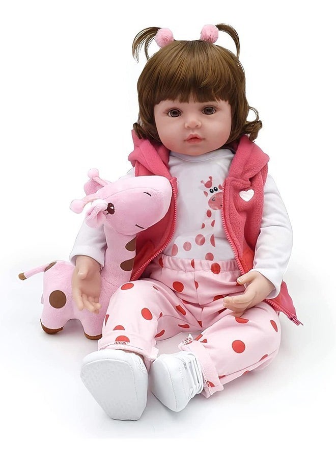 xozgdovg Reborn Baby Doll 22 inch Realistic Newborn Baby Dolls  Lifelike Weighted with Soft Silicone Doll Girls with Plush Toy & Doll Clothes for Age 3+  - Image 1