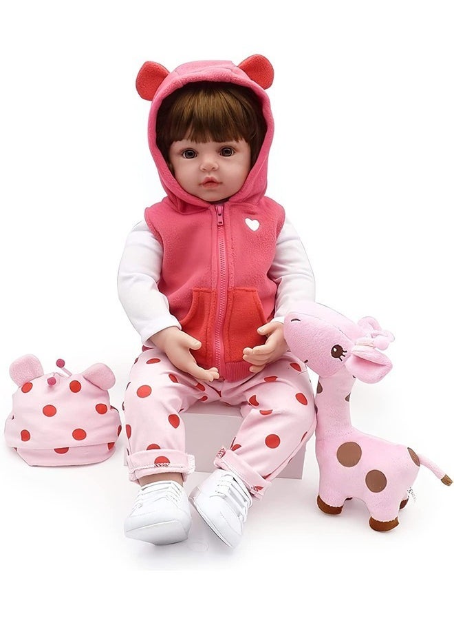 xozgdovg Reborn Baby Doll 22 inch Realistic Newborn Baby Dolls  Lifelike Weighted with Soft Silicone Doll Girls with Plush Toy & Doll Clothes for Age 3+  - Image 3