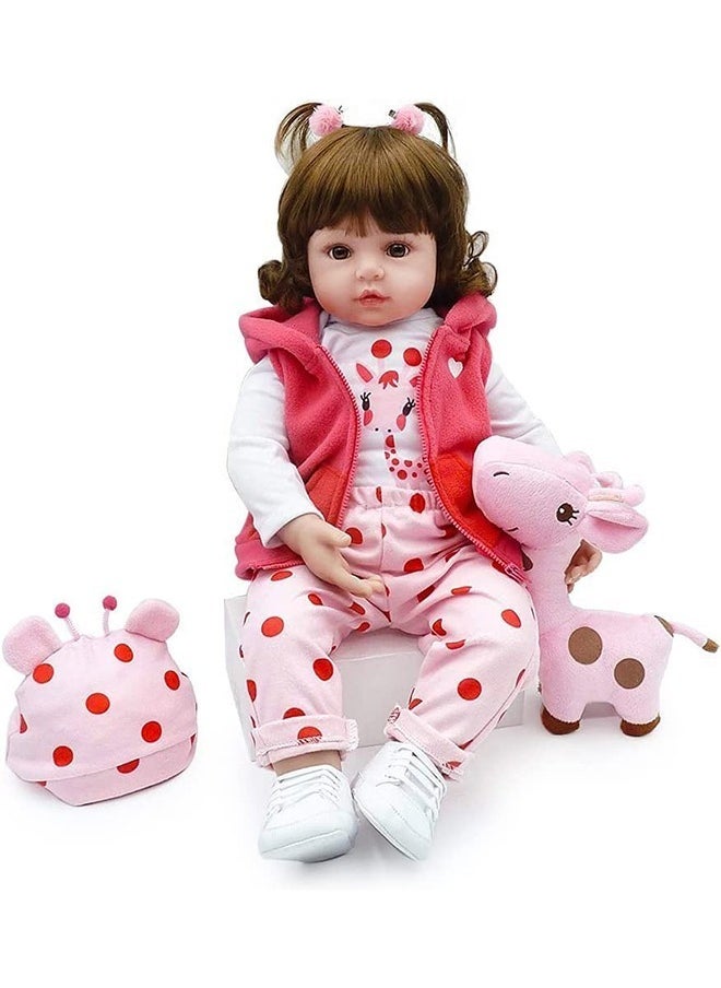 xozgdovg Reborn Baby Doll 22 inch Realistic Newborn Baby Dolls  Lifelike Weighted with Soft Silicone Doll Girls with Plush Toy & Doll Clothes for Age 3+  - Image 2