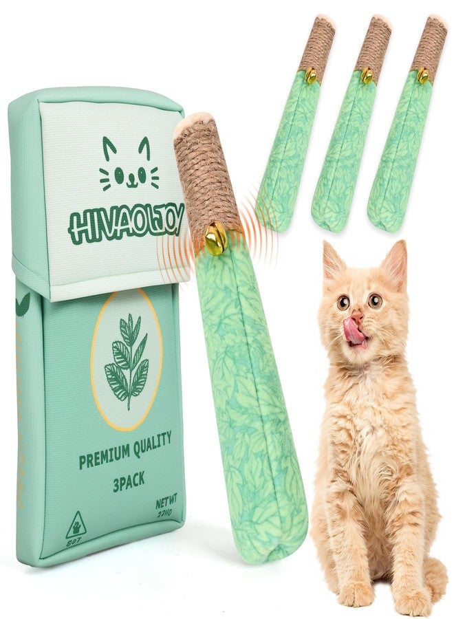 HivaolJoy 3 Pack Catnip Toys for Cats, Funny Kicker Cat Toys with Dental Rope & Jingle Bell, 100% Organic Catnip Catnip Toys, Bite-Resistant Chew Toy for Kitten Teething, Indoor Cat Toys - Image 1