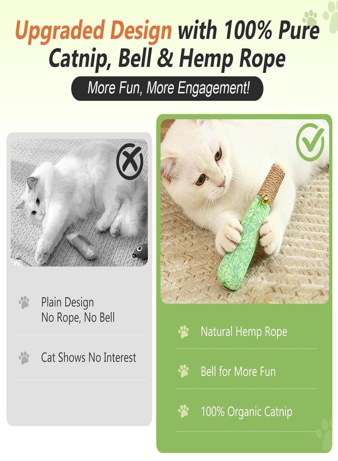 HivaolJoy 3 Pack Catnip Toys for Cats, Funny Kicker Cat Toys with Dental Rope & Jingle Bell, 100% Organic Catnip Catnip Toys, Bite-Resistant Chew Toy for Kitten Teething, Indoor Cat Toys - Image 2