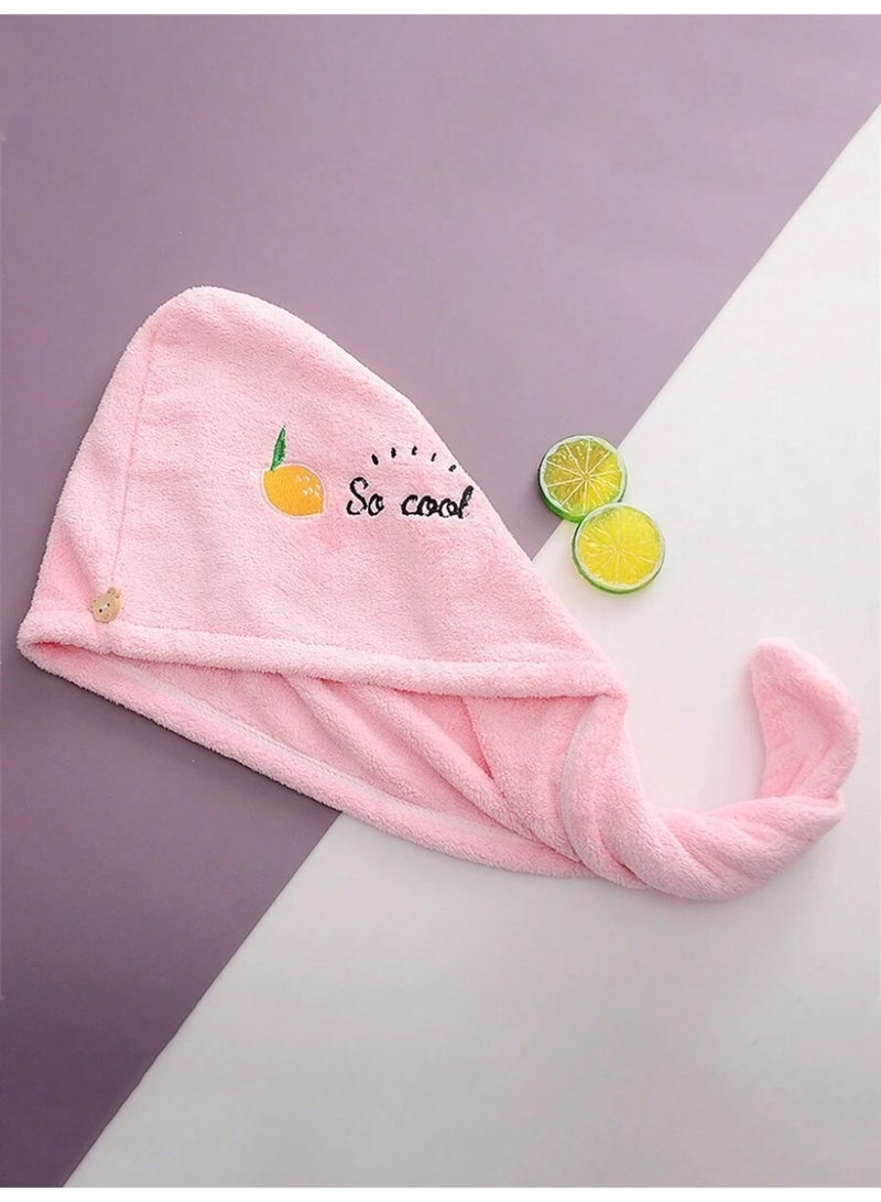 Soft Pink Microfiber Hair Towel Hood – Ultra-Absorbent Hair Drying Wrap with Cute Button Closure
