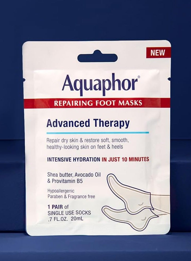 Aquaphor Aquaphor Repairing Foot Masks, Moisturizing Socks for Dry Feet, Hydrating Foot Care Treatment with Avocado Oil and Shea Butter, Pack of 6 - Image 2