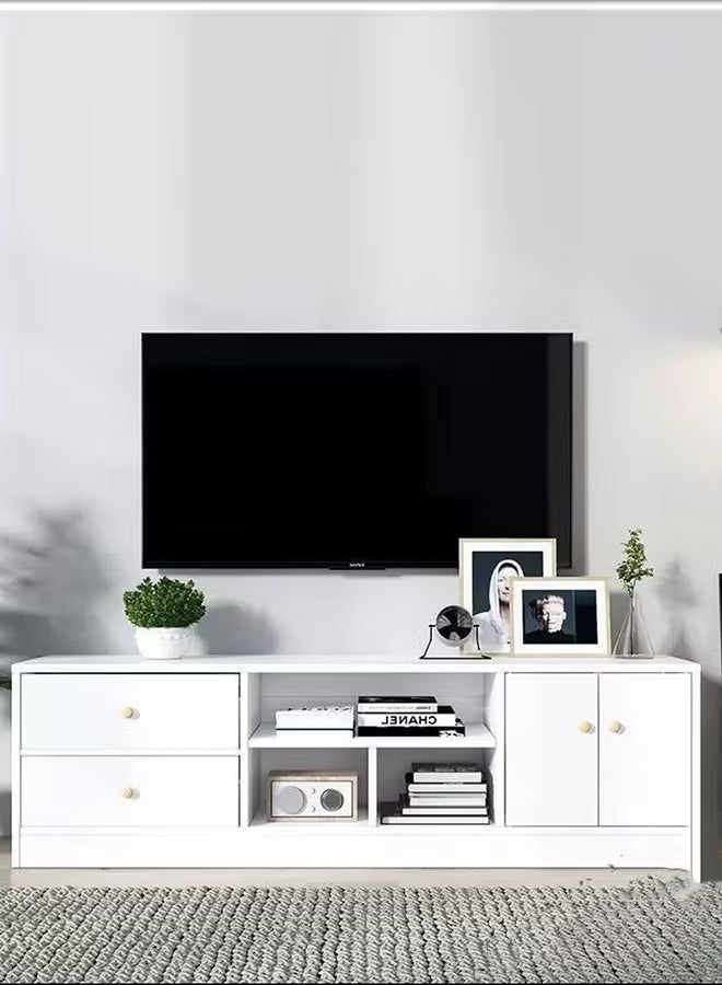 CityRiya-Long TV Cabinet, TV Stand, TV Combination Cabinet, Universal Television Cabinet Stand, White TV Table with Drawers, Background Storage Stand Table, TV Media Console Table for Living Room, Bedroom, Entertainment Center for TVs up to 50 55 60+ inch TVs - Image 1