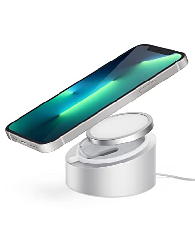 Stouchi Mag- Safe Charger Stand for 25W/15W MagSafe Charger Heavy-Duty Premium Metal Holder Base Desktop Tablet Mount for iPhone 17/16 Pro /16/15 Pro/15/14/13/12 -Silver - Image 1