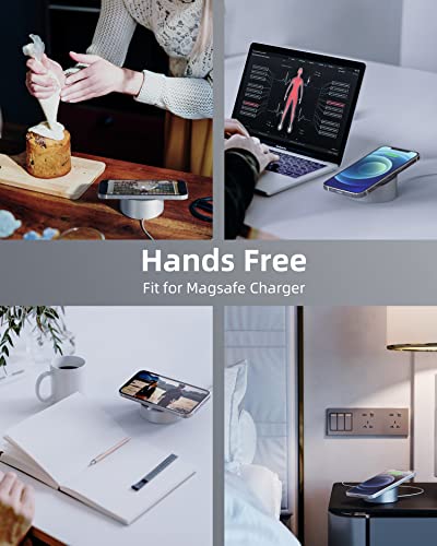 Stouchi Mag- Safe Charger Stand for 25W/15W MagSafe Charger Heavy-Duty Premium Metal Holder Base Desktop Tablet Mount for iPhone 17/16 Pro /16/15 Pro/15/14/13/12 -Silver - Image 5