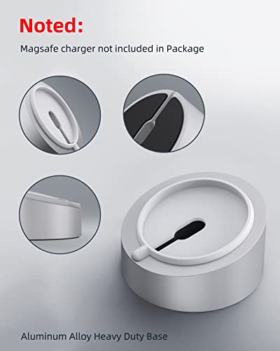 Stouchi Mag- Safe Charger Stand for 25W/15W MagSafe Charger Heavy-Duty Premium Metal Holder Base Desktop Tablet Mount for iPhone 17/16 Pro /16/15 Pro/15/14/13/12 -Silver - Image 3