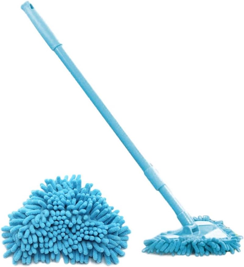 klarako Triangle Cleaning Mop, 180 °Rotatable Retractable Cleaner Mop Chenille +PP+Iron Material for Bathroom, Glass, Wall Floor (Blue) - Image 1