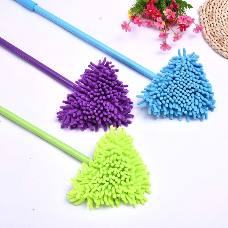 klarako Triangle Cleaning Mop, 180 °Rotatable Retractable Cleaner Mop Chenille +PP+Iron Material for Bathroom, Glass, Wall Floor (Blue) - Image 3