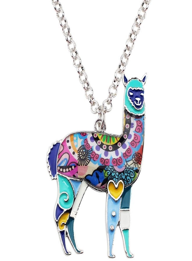 BONSNY Zinc Enamel Alloy South America Floral Alpaca Necklace Chain Pendant Jewelry For Women Charms Gift (Blue) - Image 1