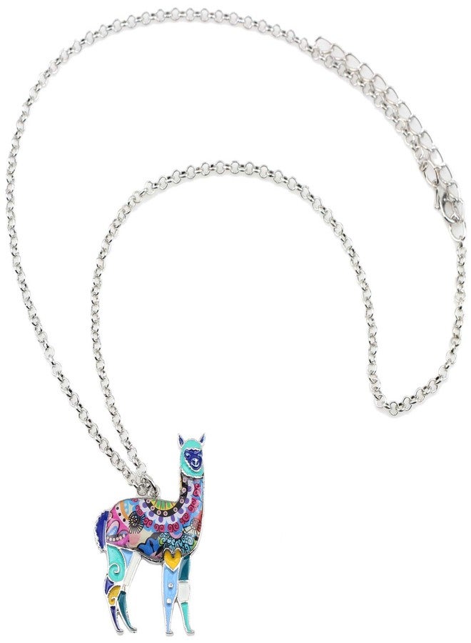 BONSNY Zinc Enamel Alloy South America Floral Alpaca Necklace Chain Pendant Jewelry For Women Charms Gift (Blue) - Image 4