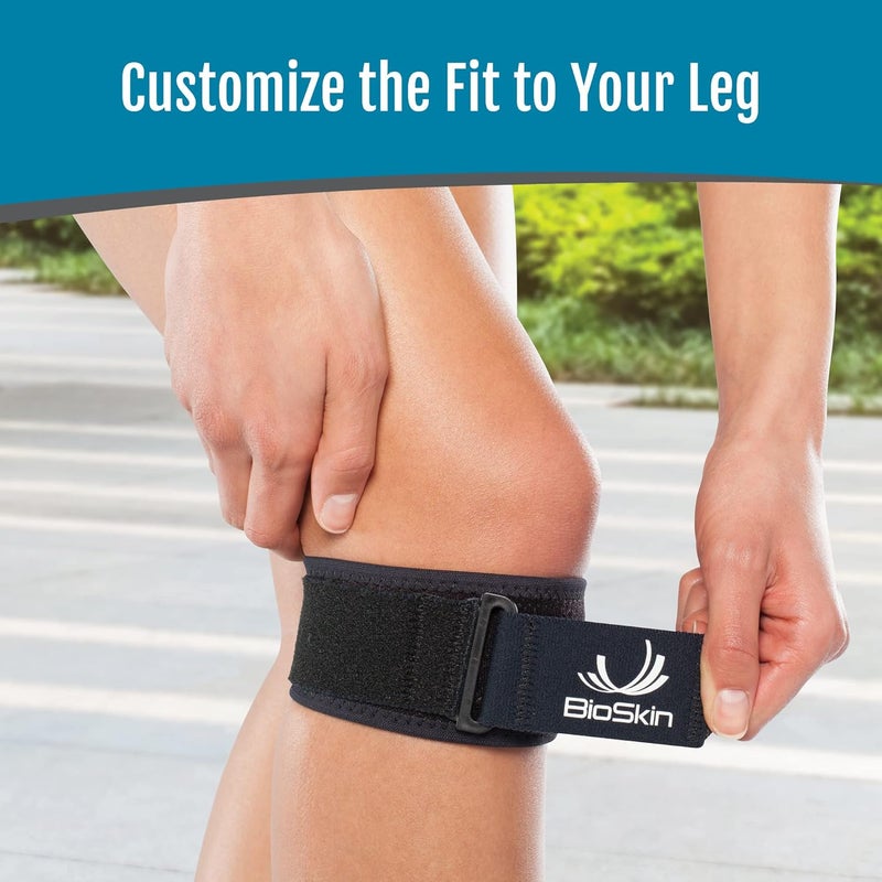 BioSkin Adjustable Hypoallergenic Knee Strap with Gel Cushion for Patella Tendonitis and Pain Relief - Q Baby (L-XXL) - Image 2