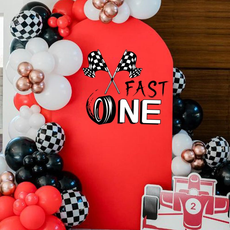 VANGNING Fast One Birthday Racing Decal - Race Car 1st Birthday Decorations Little Boy (Black Fast One Decal) - Image 3