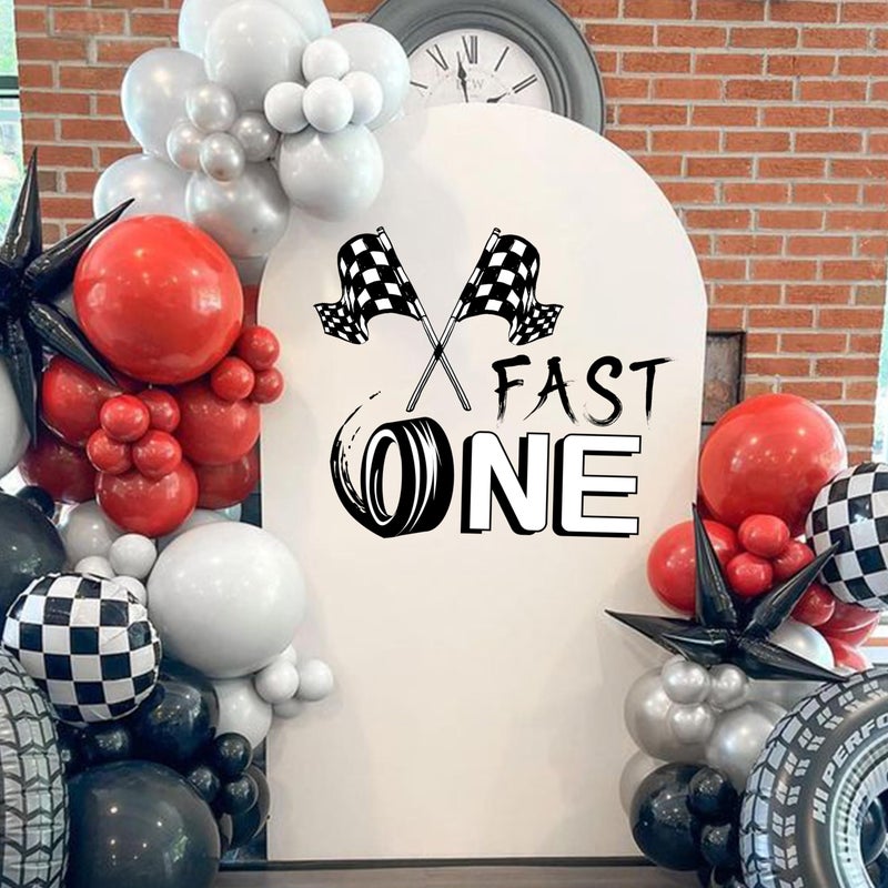 VANGNING Fast One Birthday Racing Decal - Race Car 1st Birthday Decorations Little Boy (Black Fast One Decal) - Image 4