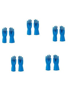 Pacificdeals Pacificdeals Reusable Multi Usages Chemical Rubber Safety Hand Gloves For Machine Repairing Fishing Agriculture Household Cleaning Kitchen Dishwashing Gardening Car Washing For UnisexBlue Set of 5 