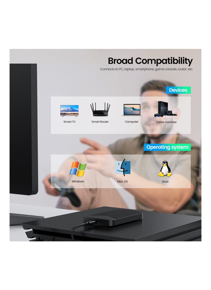 2.5 Inch Portable Hard Drive Enclosure - USB 3.0 to SATA III Tool-Free HDD/SSD Case for 7mm Drives with UASP, Supports Up to 4TB, Sleek Black Design.