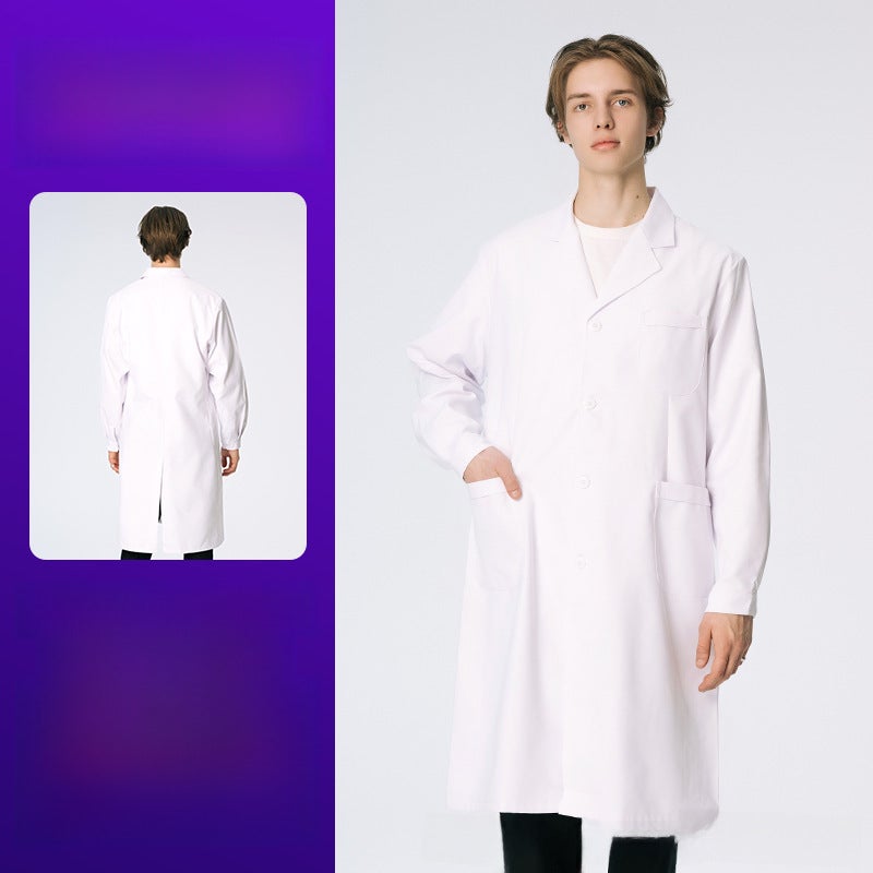 Long Sleeve Unisex Lab Coat Custom Logo Kony Cool White Coat (Korean Quality) 