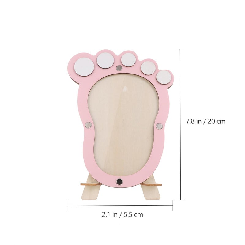 Pink Baby Growth Milestone Photo Frame Footprint Record Keepsake For Newborn - Image 3