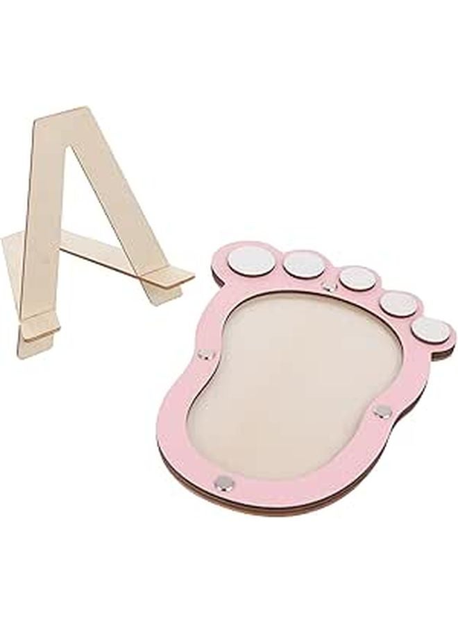 Pink Baby Growth Milestone Photo Frame Footprint Record Keepsake For Newborn - Image 1