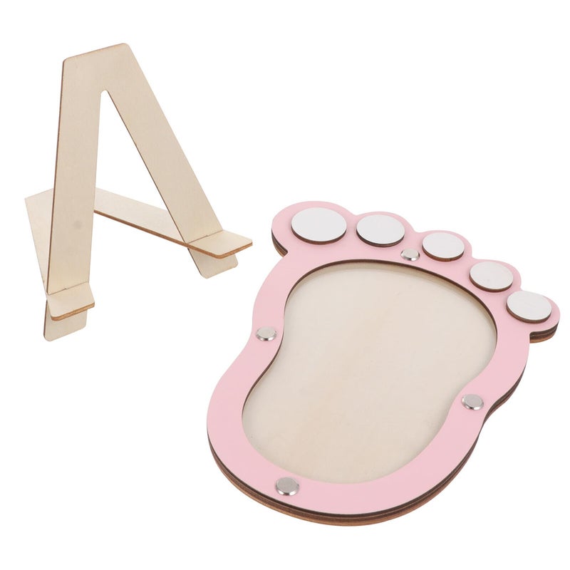 Pink Baby Growth Milestone Photo Frame Footprint Record Keepsake For Newborn - Image 2